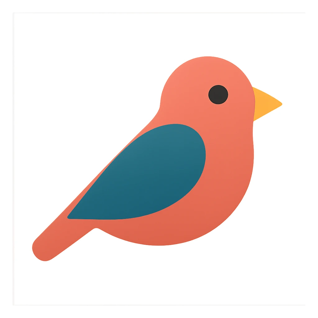 bird, flat color icon style, bold, simple, minimal shading, clear outline sticker