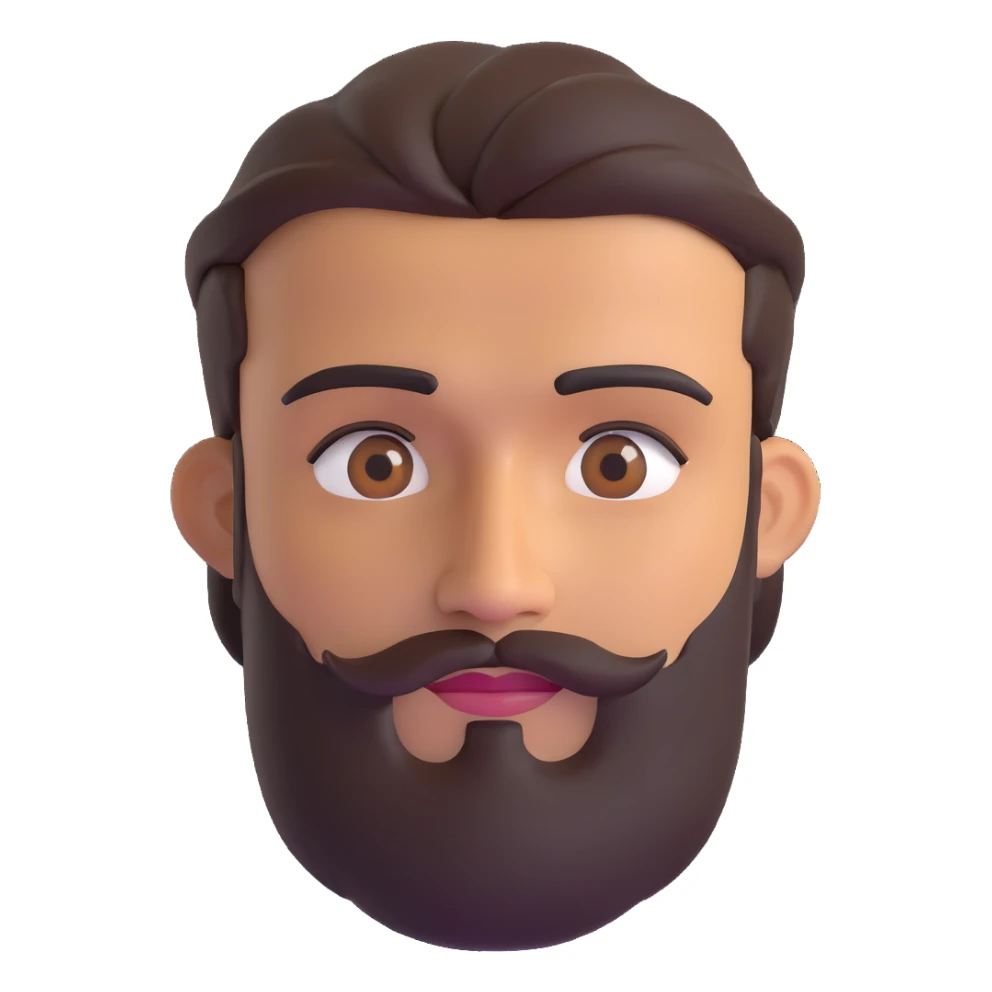 man with medium beard, connected eyebrows, olive tan skin, and brown eyes sticker