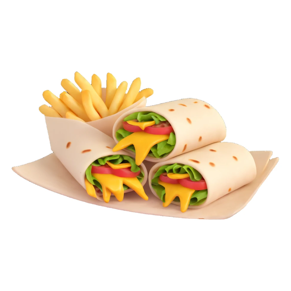 French tacos, grilled wrap with fillings, cheese, and fries sticker
