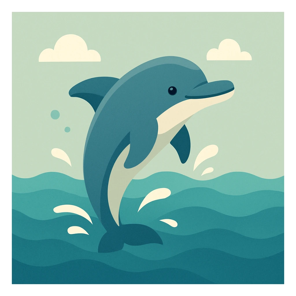 Flat design style dolphin in the water sticker