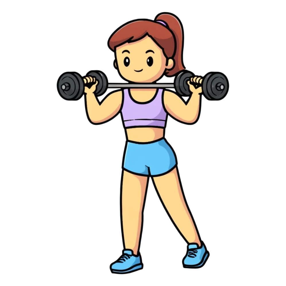 girl lifting a dumbbell sticker