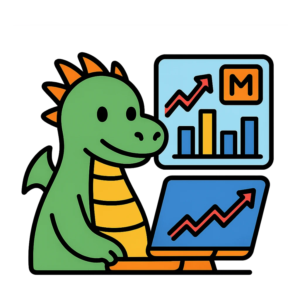 A dragon looking at Moscow stock exchange charts sticker