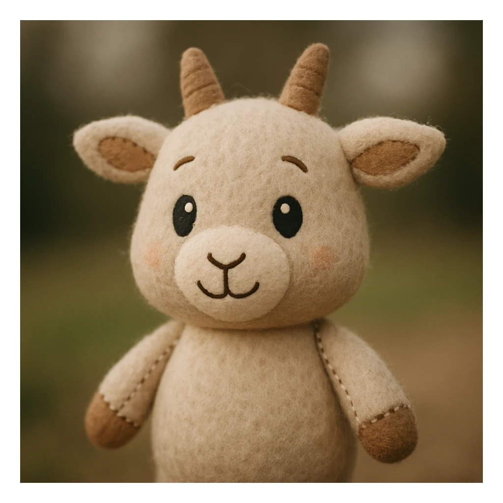 cute cartoon goat, plush portrait style sticker