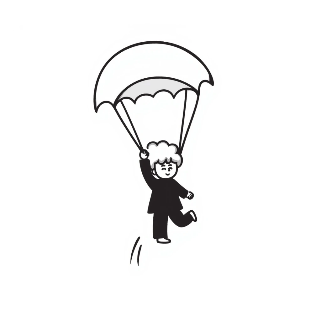 Parachuting toy sticker