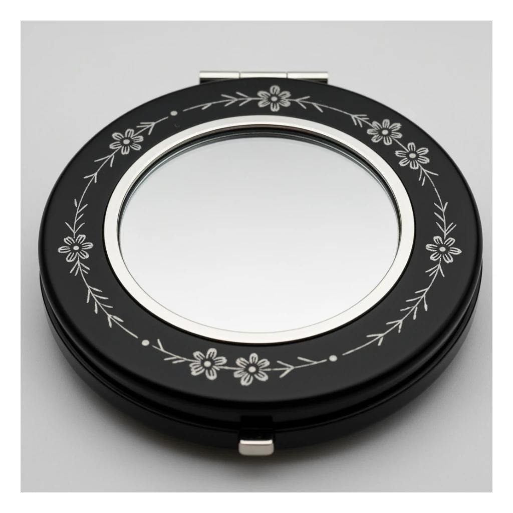 goth mirror compact, cute, expressive, minimal sticker