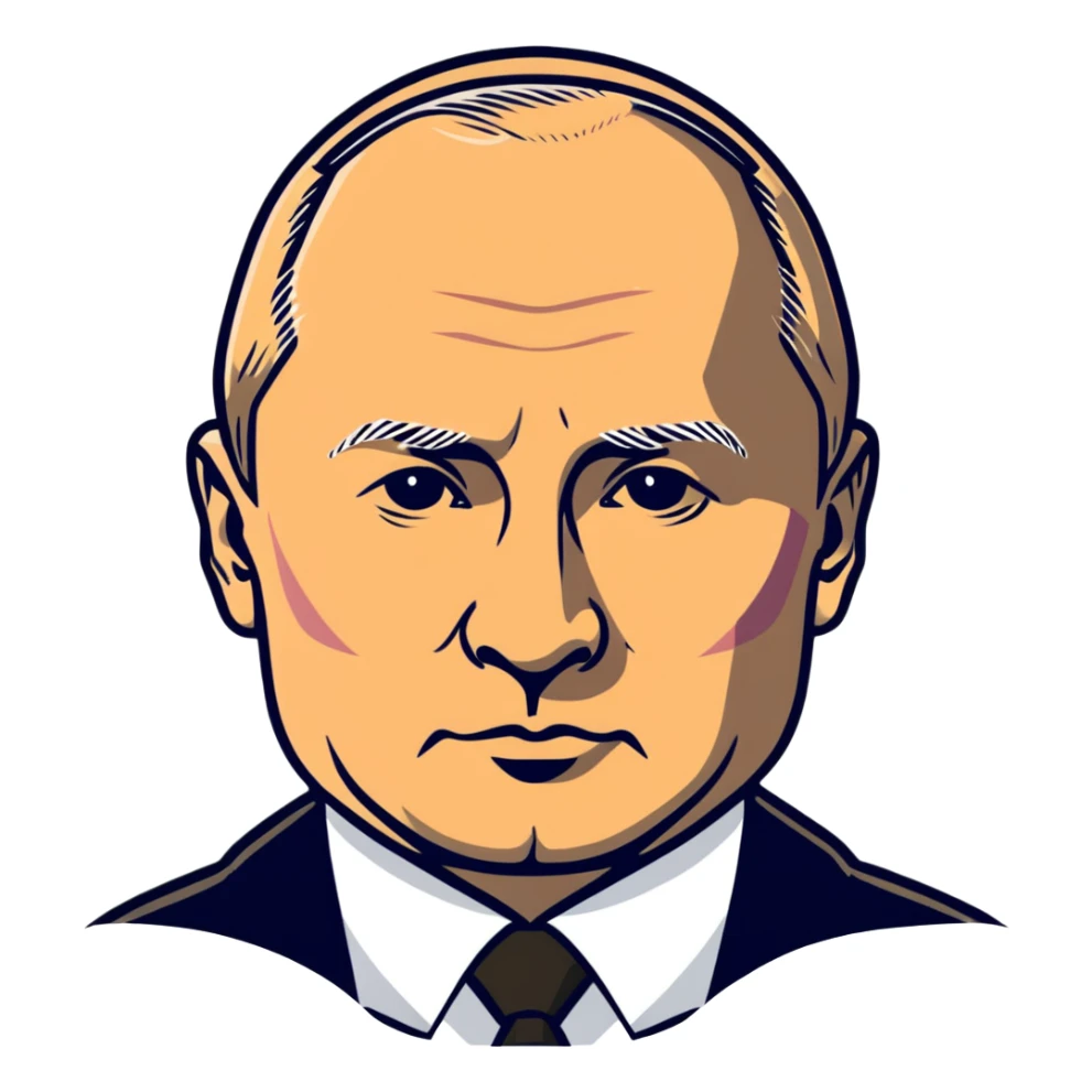 Vladimir Putin, Russian president, with serious face sticker