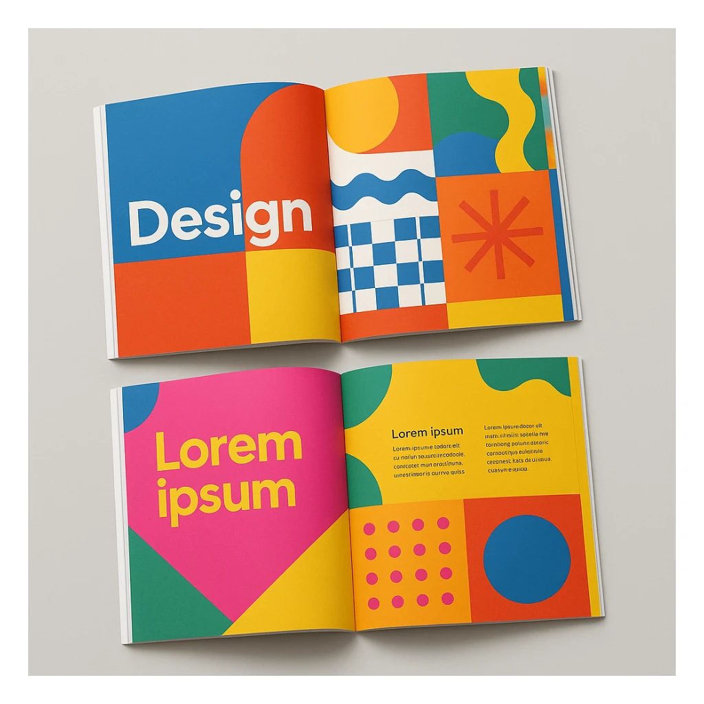 open magazine with colorful pages sticker