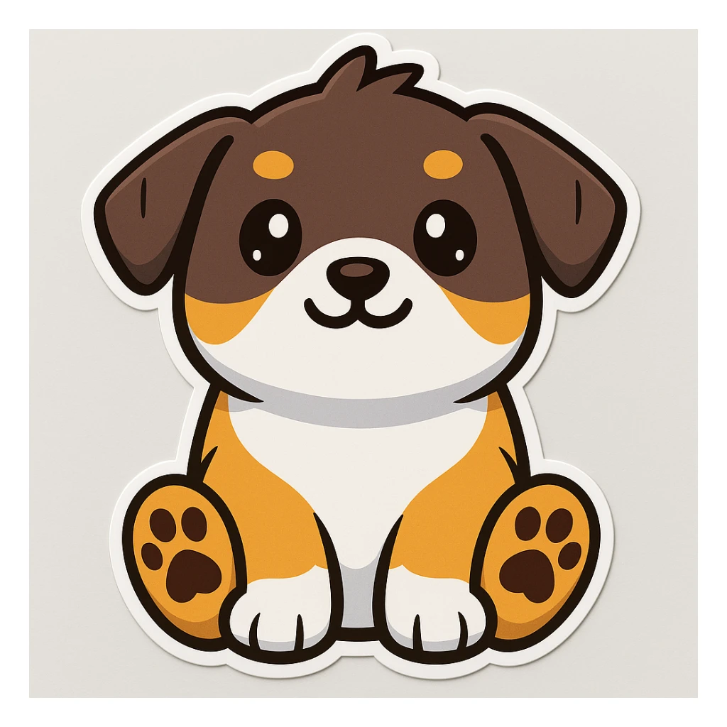 Make the paw print dark brown in cartoonish stickers sticker