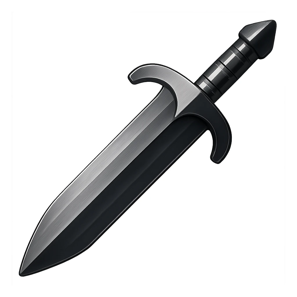 Make this steel greatsword 10% darker, keep it crisp, shiny, and slightly fancier than iron, realistic metallic steel, emoji style, transparent background. sticker