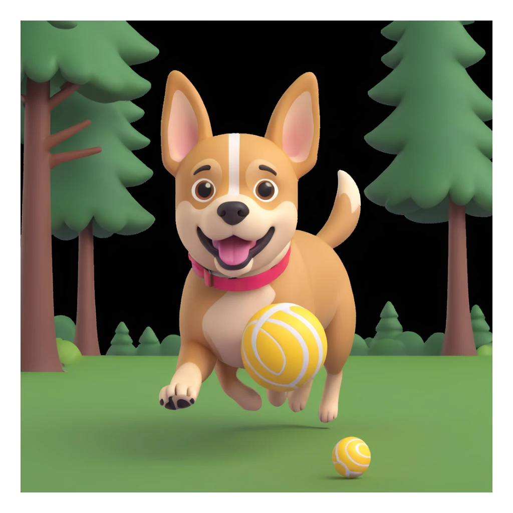 dog chasing ball in forrest, close up pose sticker