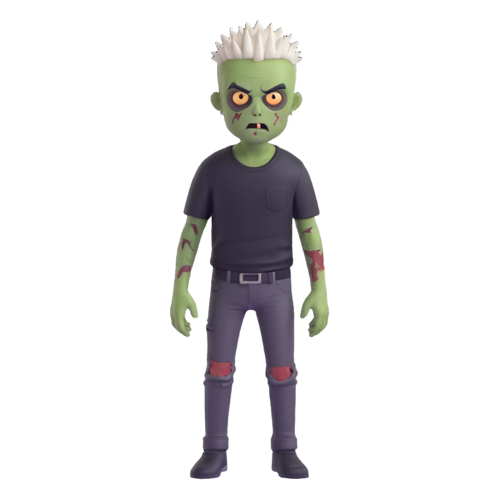 zombie boy with spiky emo hair and black shirt sticker