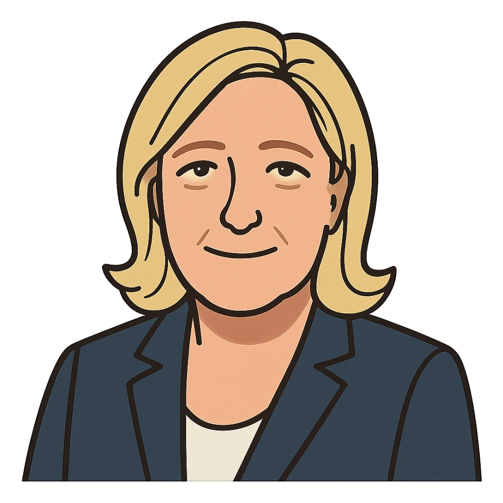 flat toon style portrait of Marine Le Pen sticker