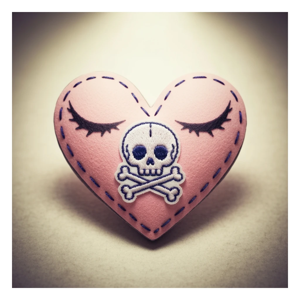 cute emo heart with a stitched patch sticker