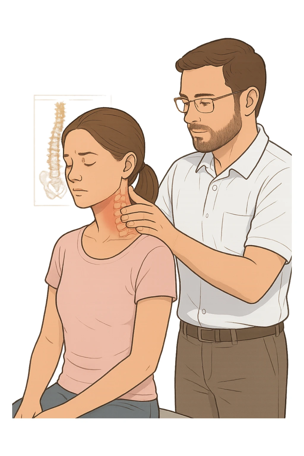 Donna dall'osteopata per il suo problema alla cervicale sticker