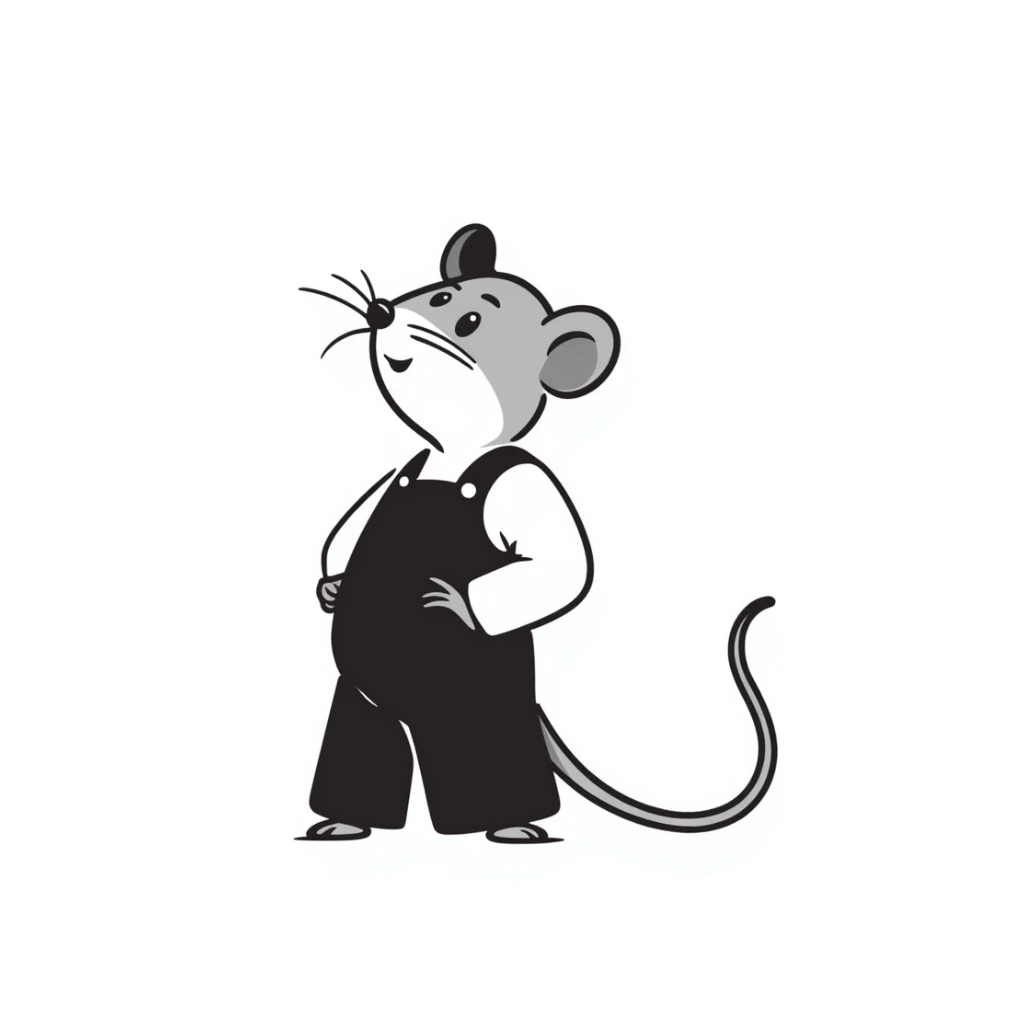 Simple hand-drawn mouse with whiskers and a long tail sticker