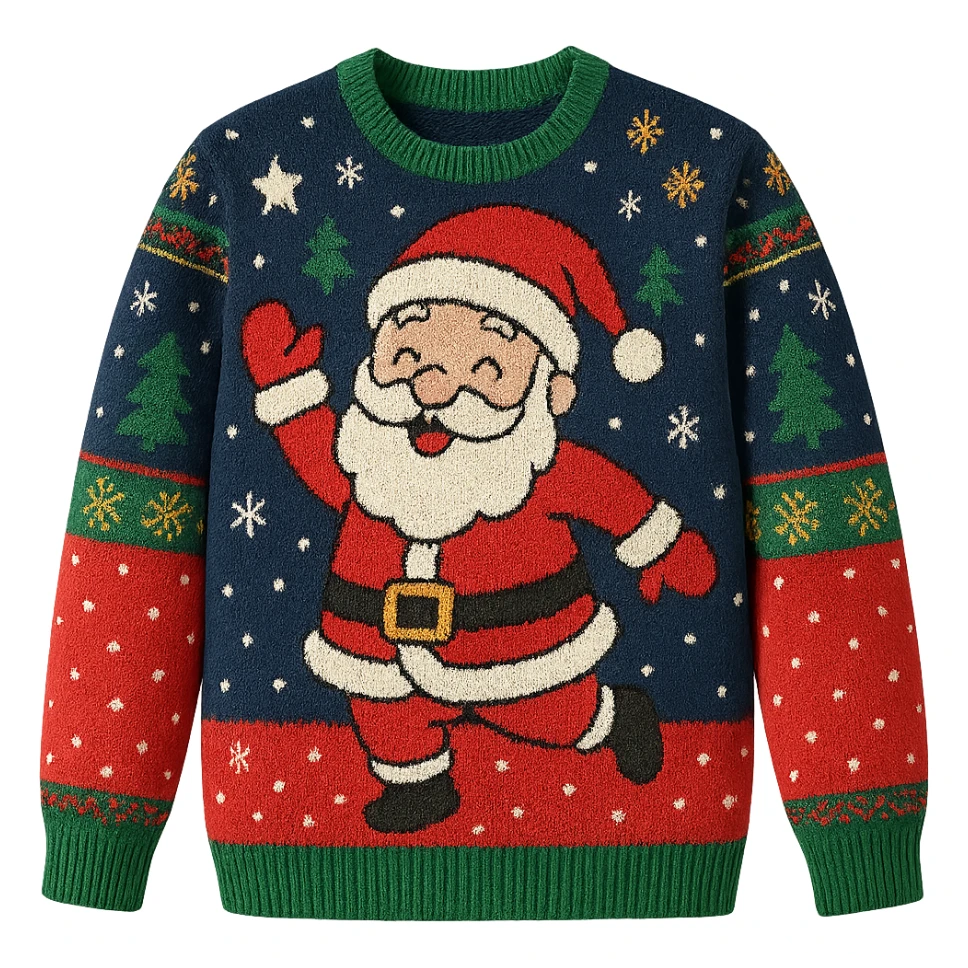 christmas jumper multicolored with Santa Claus playful style sticker