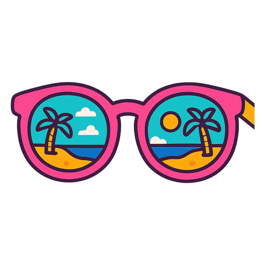 summer sunglasses with reflection of the beach modern fun style sticker