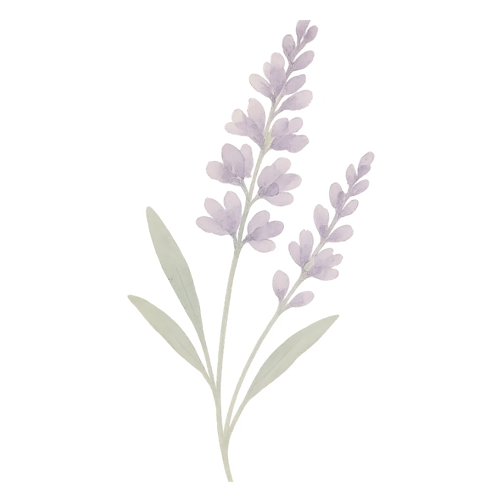 lavender, intricate details, soft purple and green, watercolor art style sticker