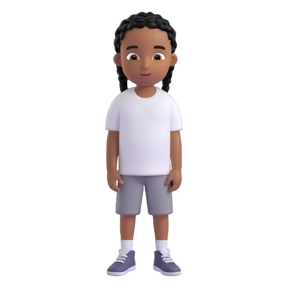 african american boy with a white tee and black braids sticker