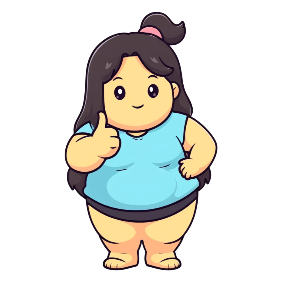 Chunky girl long dark hair shooting the bird sticker