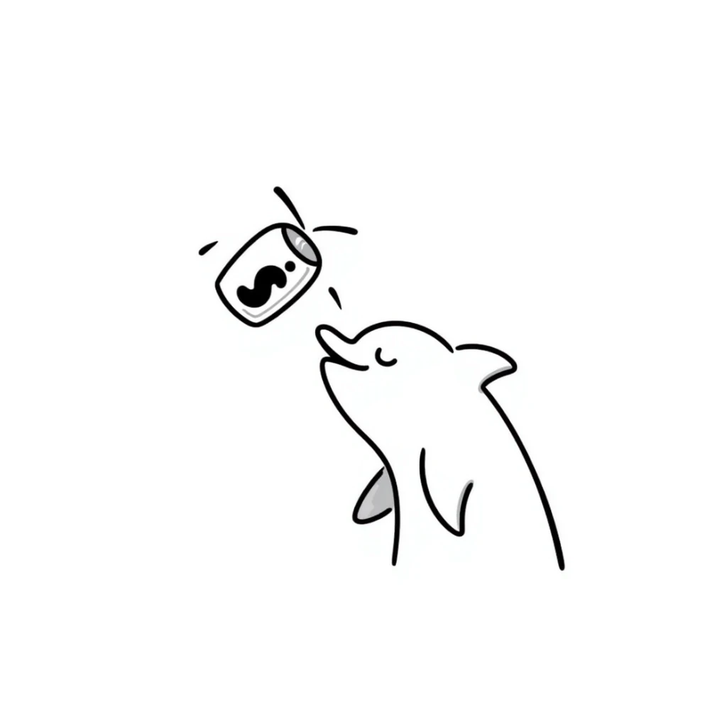 dolphin holding a Diet Coke can sticker