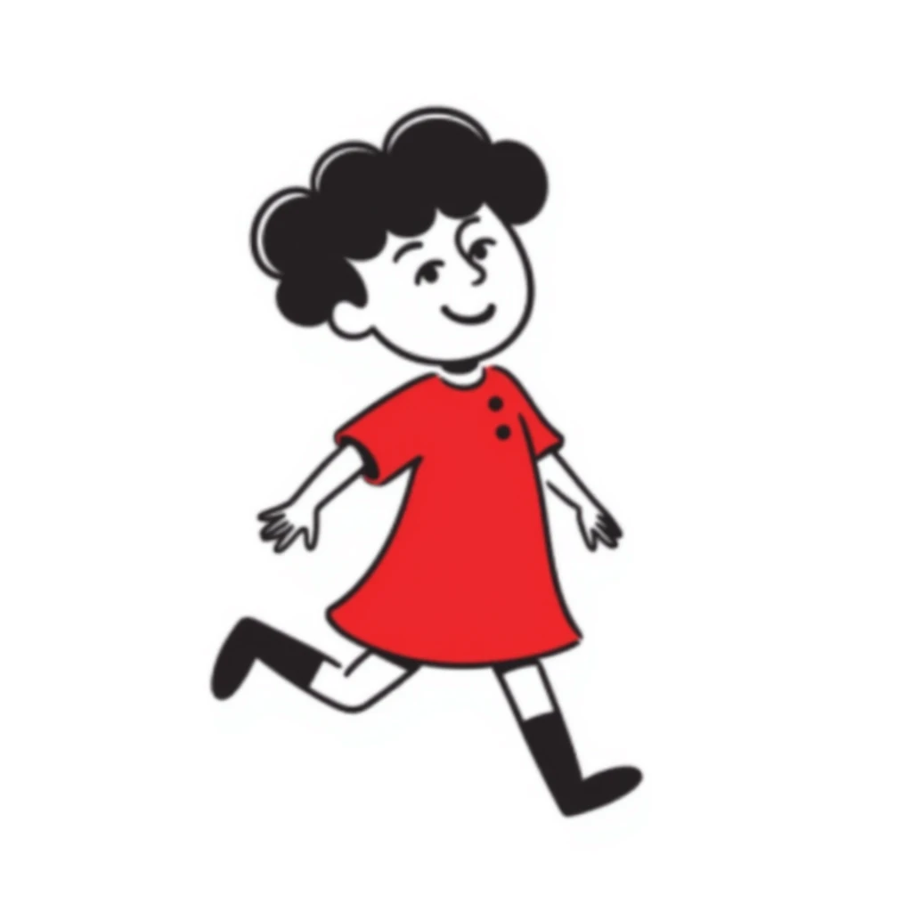 hand-drawn little child wearing a red dress sticker