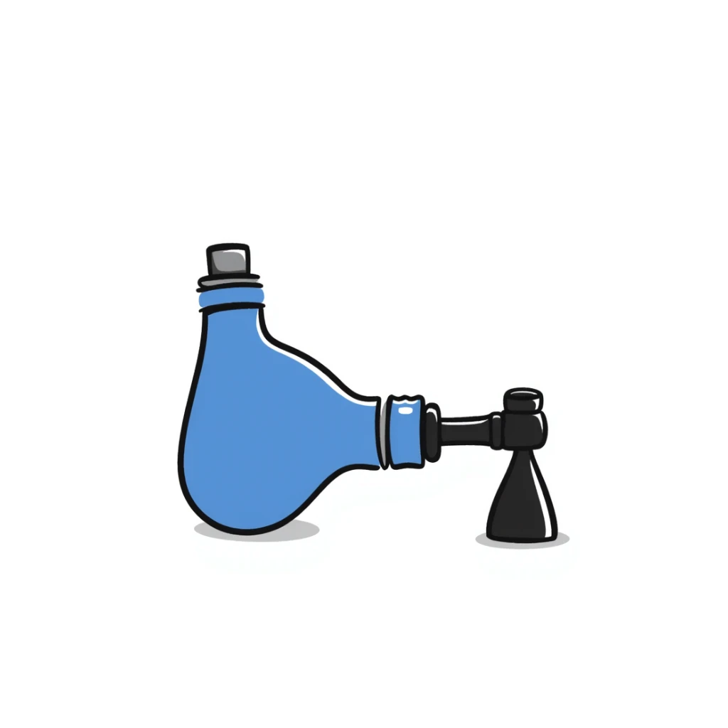 Hand-drawn blue VO2 max test mouthpiece with valve, simple fitness lab equipment sticker