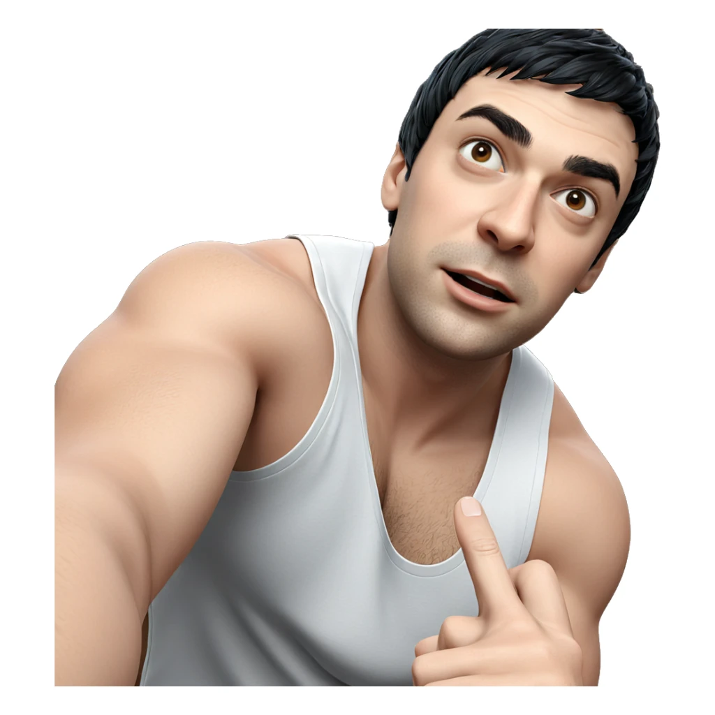 man with black hair selfie sticker