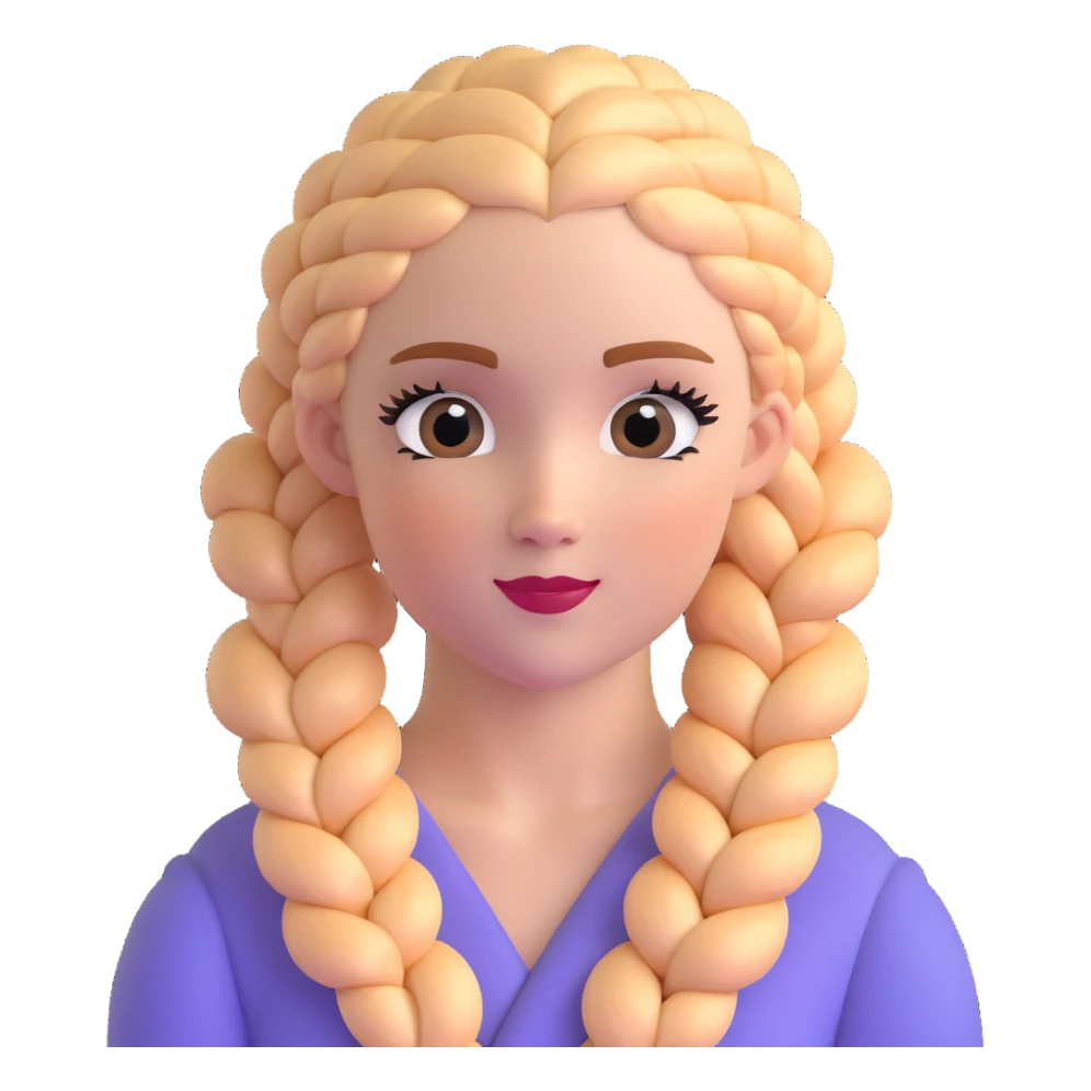 Striking character with perfect Dutch braids, fluttery large eyelashes, and a beautiful attractive face sticker