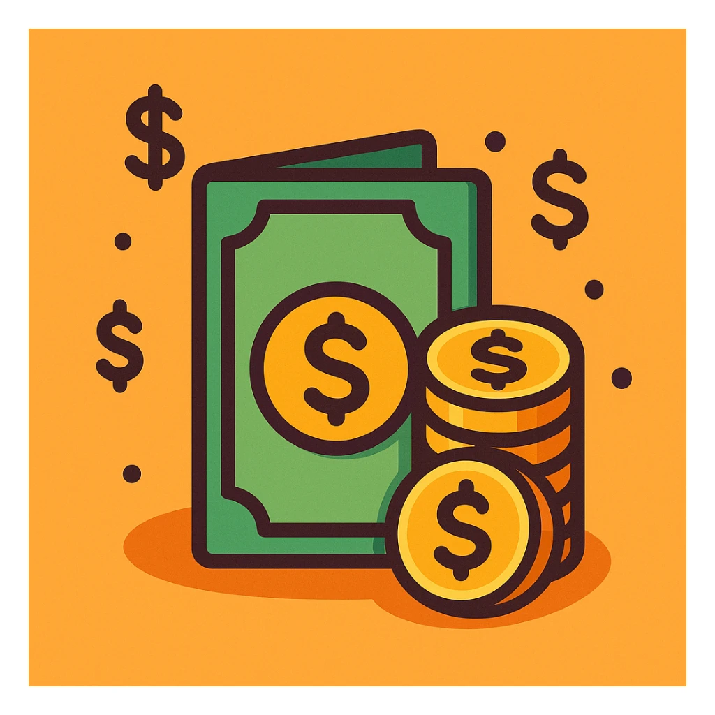 money, playful cartoon icon style sticker