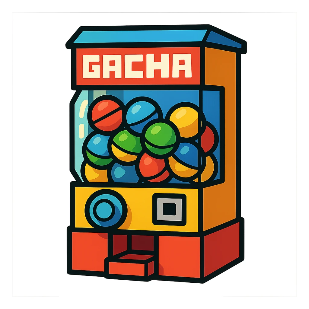 roblox gacha stylized toy vending machine filled with capsules appealing to kids sticker