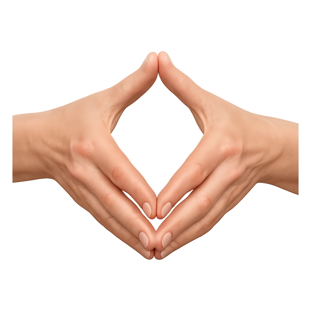 Make the hands more realistic with natural hand proportions and subtle shading, still forming the Merkel-Raute diamond gesture. Remove the background. Use a general style for the edit. sticker