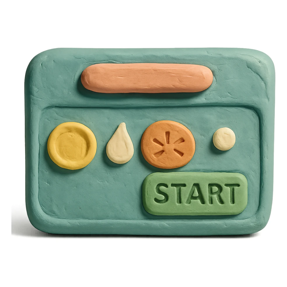 claymation style close-up of dishwasher control panel, soft lighting, pastel colors sticker