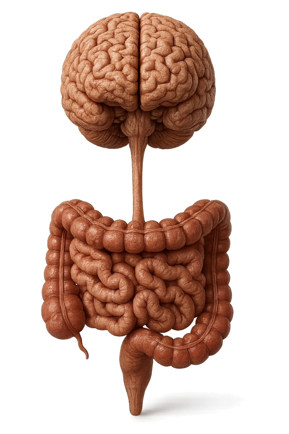 intestino e cervello sono collegati verticalmente, iperrealistico 4k sticker