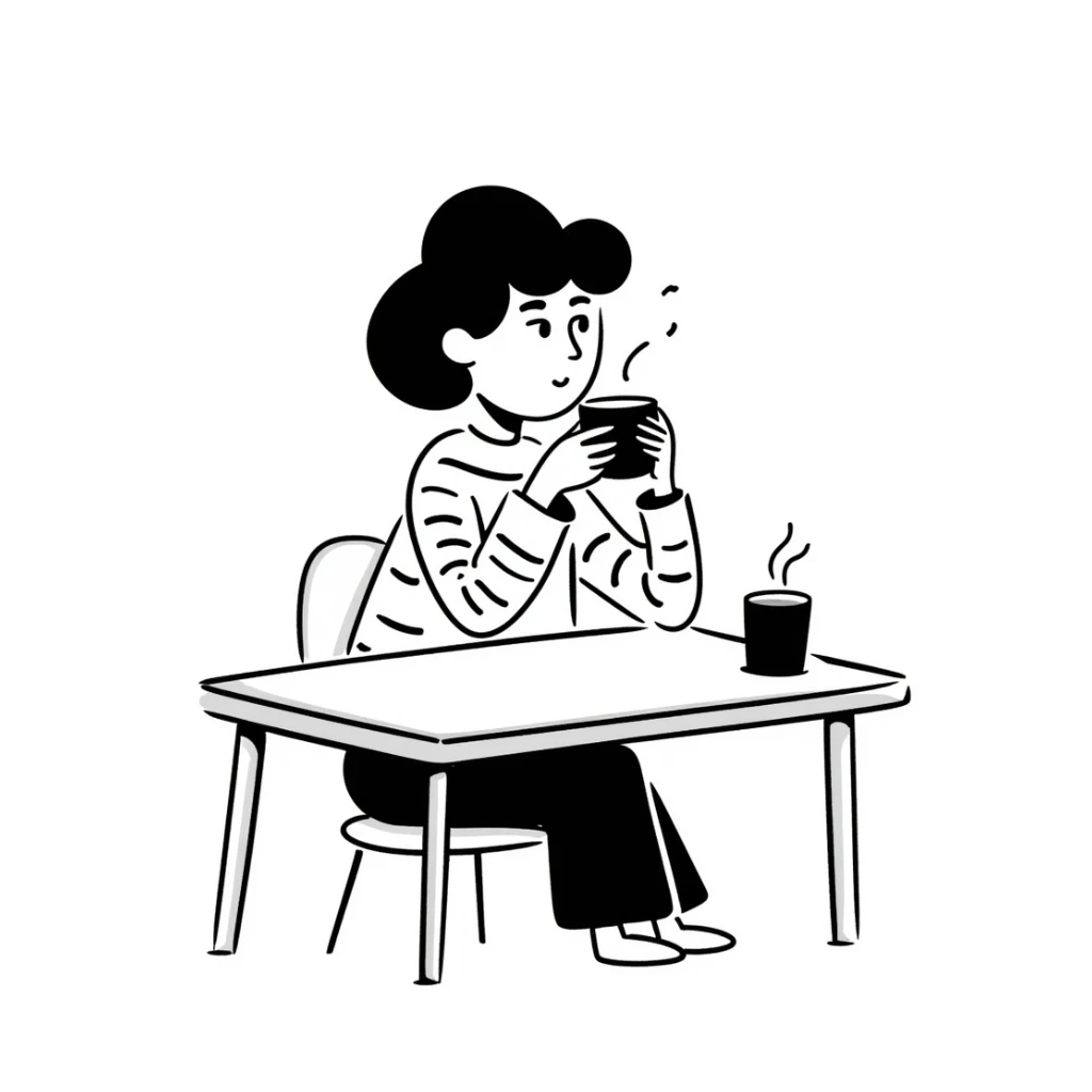 a girl with brown hair drinking matcha sticker