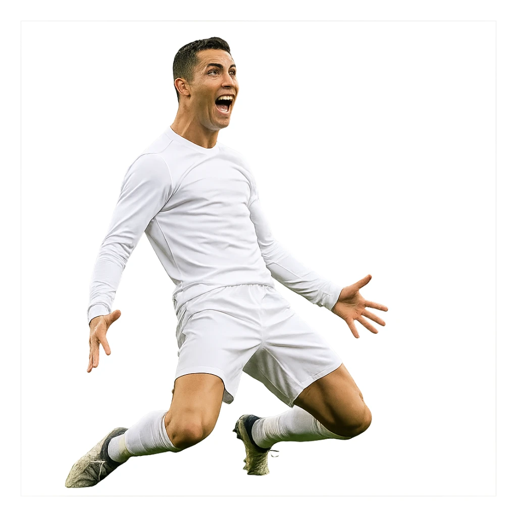 Cristiano Ronaldo celebrating with his signature 'Siuuu' pose, energetic and joyful sticker