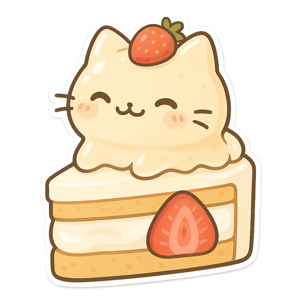 jellcat,strawberry cake sticker