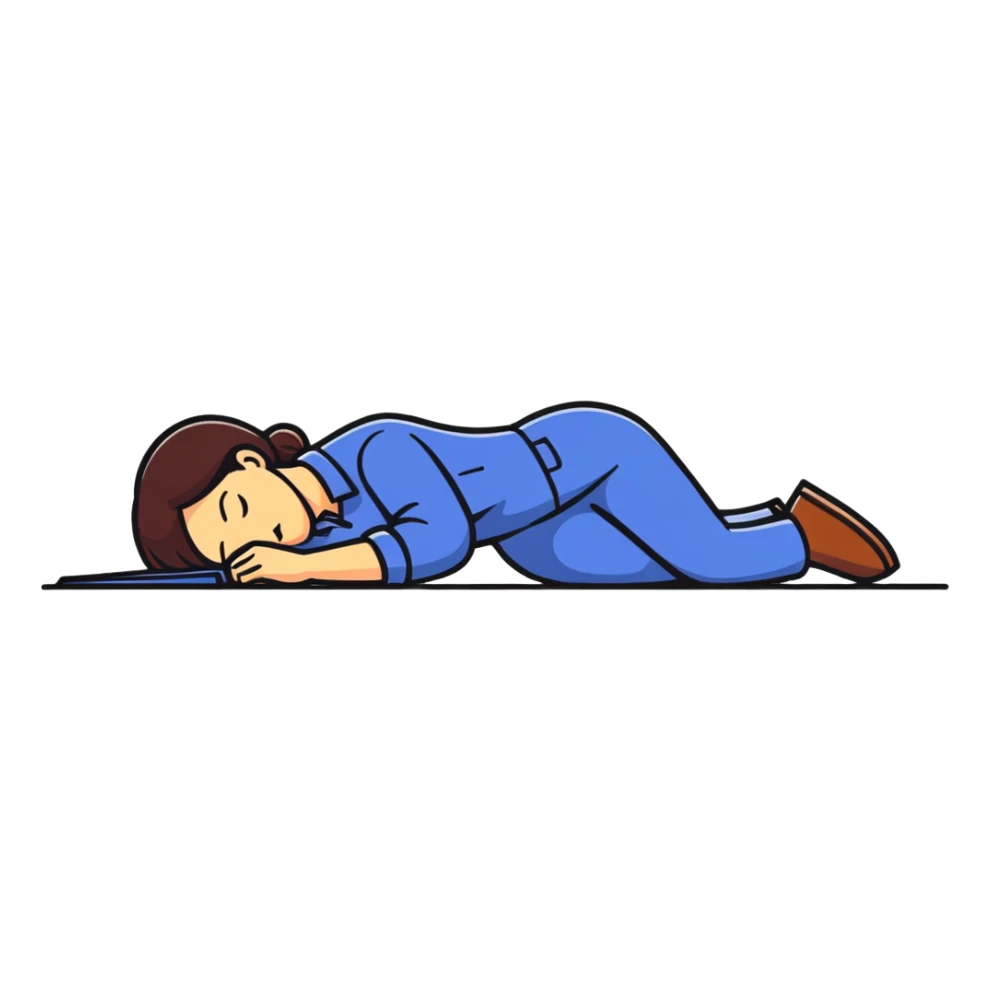 woman labour worker passed out on the floor sticker