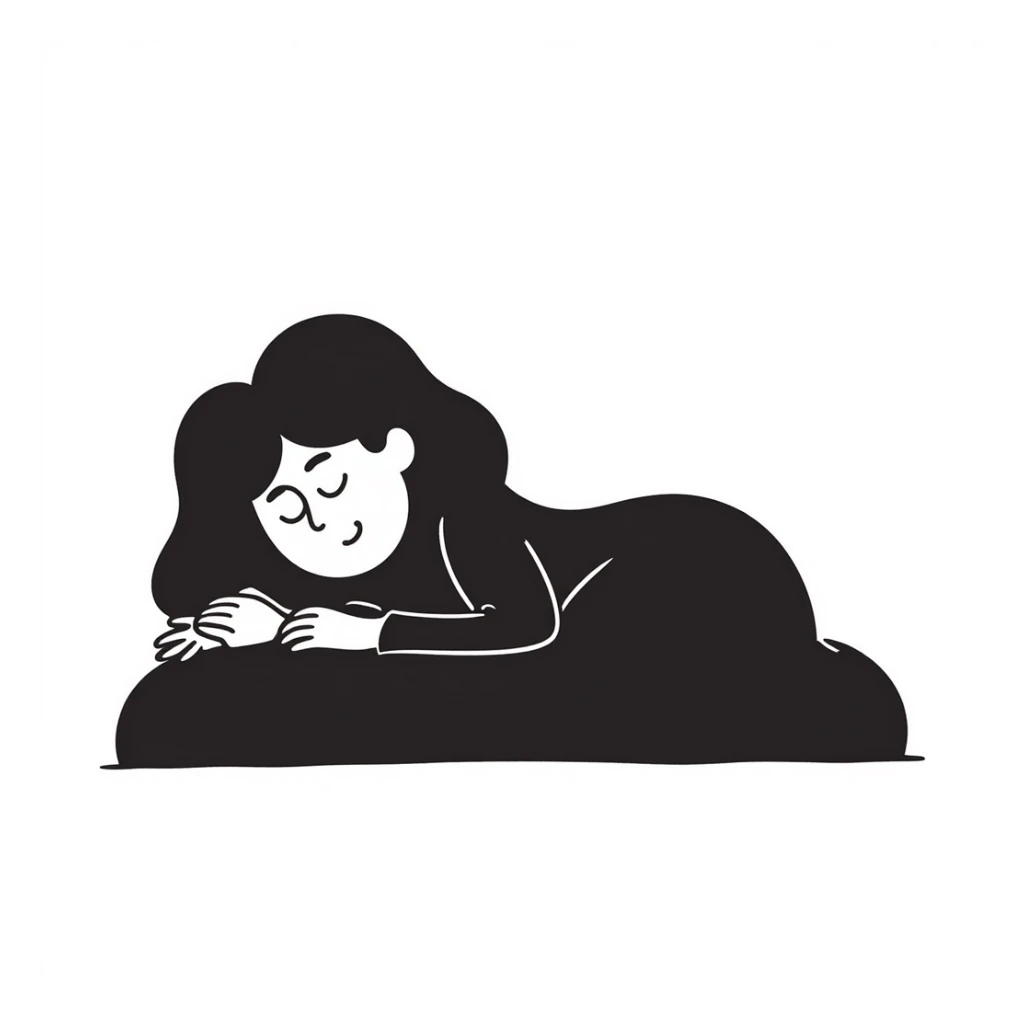 woman lying down with wet hair sticker