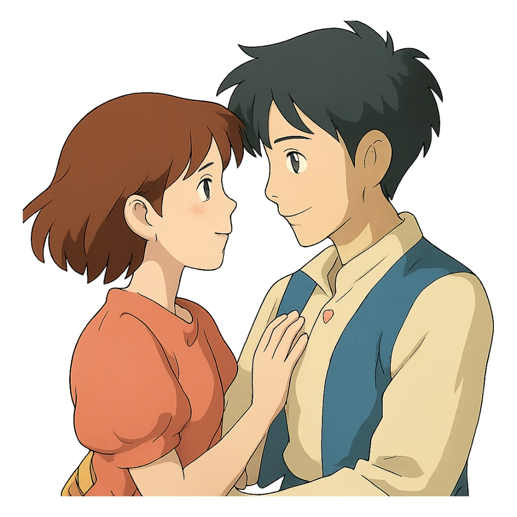 ghibli style romantic couple sticker