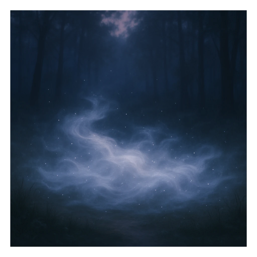 A delicate, wispy shroud of fog, floating above the ground, with light, airy textures and a magical, enchanting feel. sticker