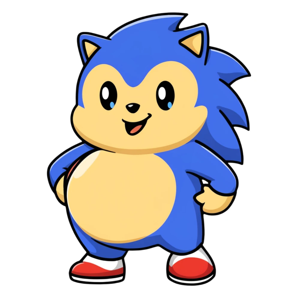 Sonic the hedgehog character with pregnant belly sticker