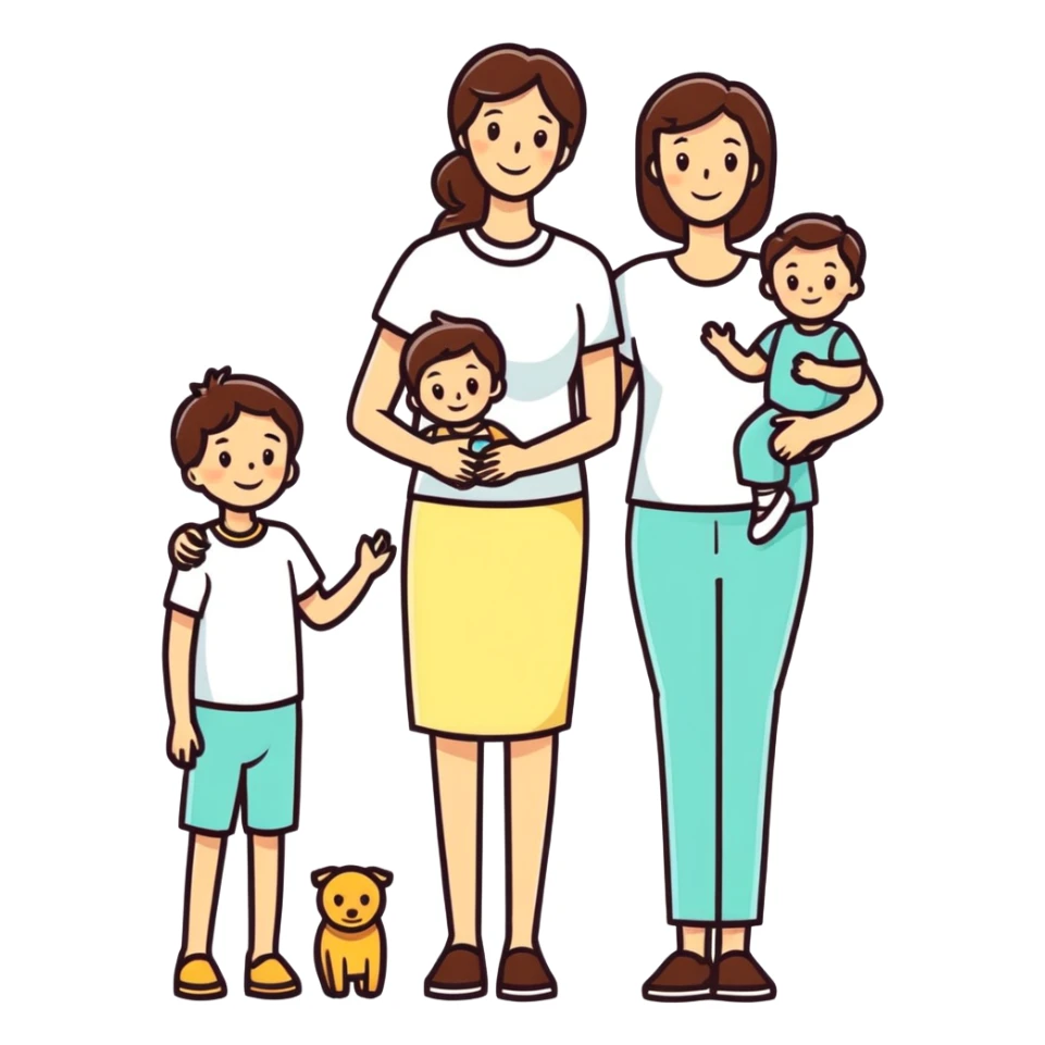 Mom with whole family sticker