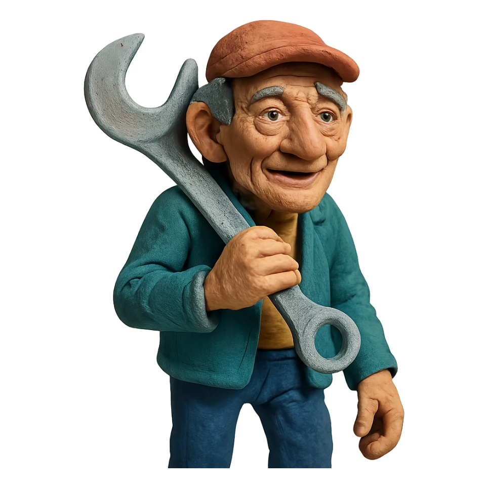 an old charismatic stalker with a big crescent wrench sticker