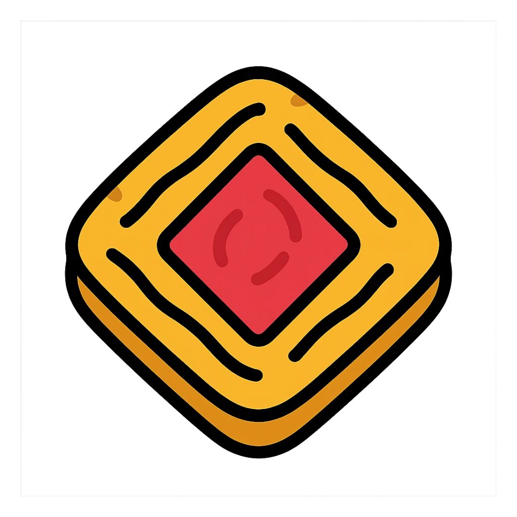 puff pastry, classic square with fruit filling, golden, icon style, no background sticker