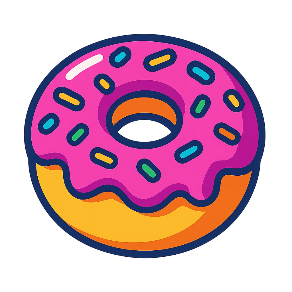 donut in vibrant toon style, bright colors, cartoonish sticker