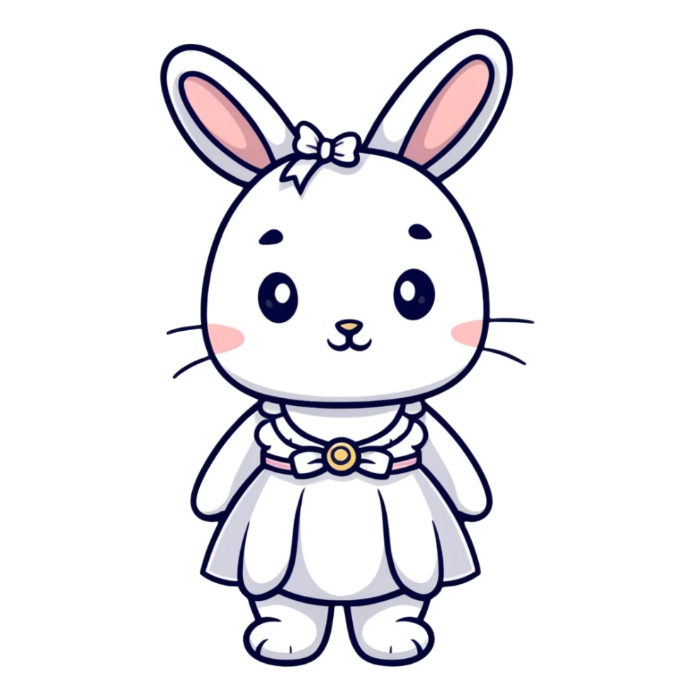 cute bunny in fancy evening dress or gown sticker