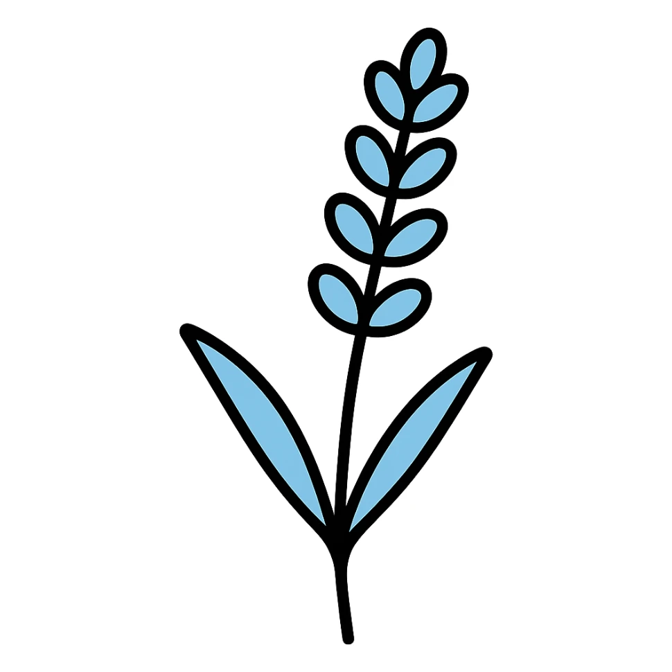 Change the lavender sprig icon to a pastel blue color, keeping the icon style clean and minimal, with no background. sticker