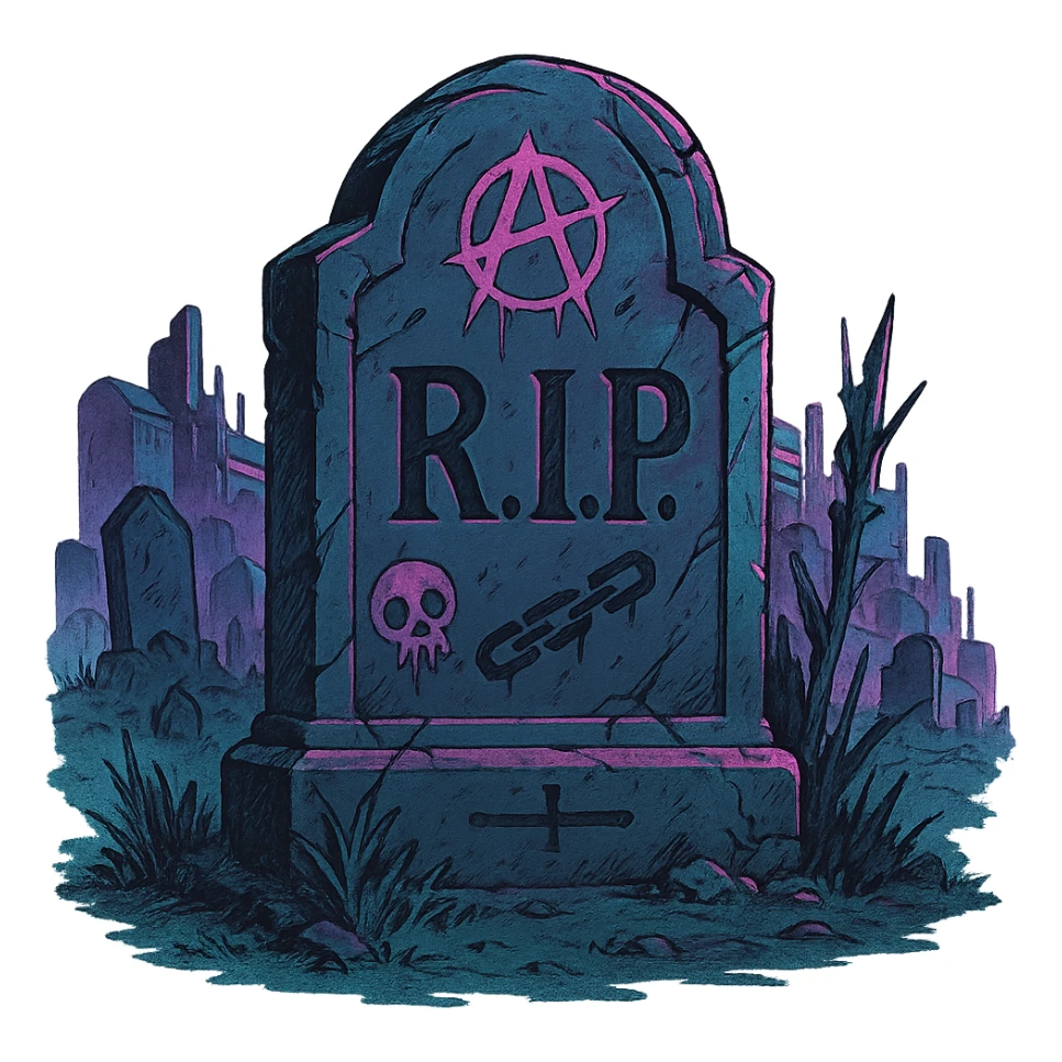  [[[a lonesome tombstone in a graveyard]]], , punk gothic style, futuristic cyberwave cyberpunk, monument
 sticker