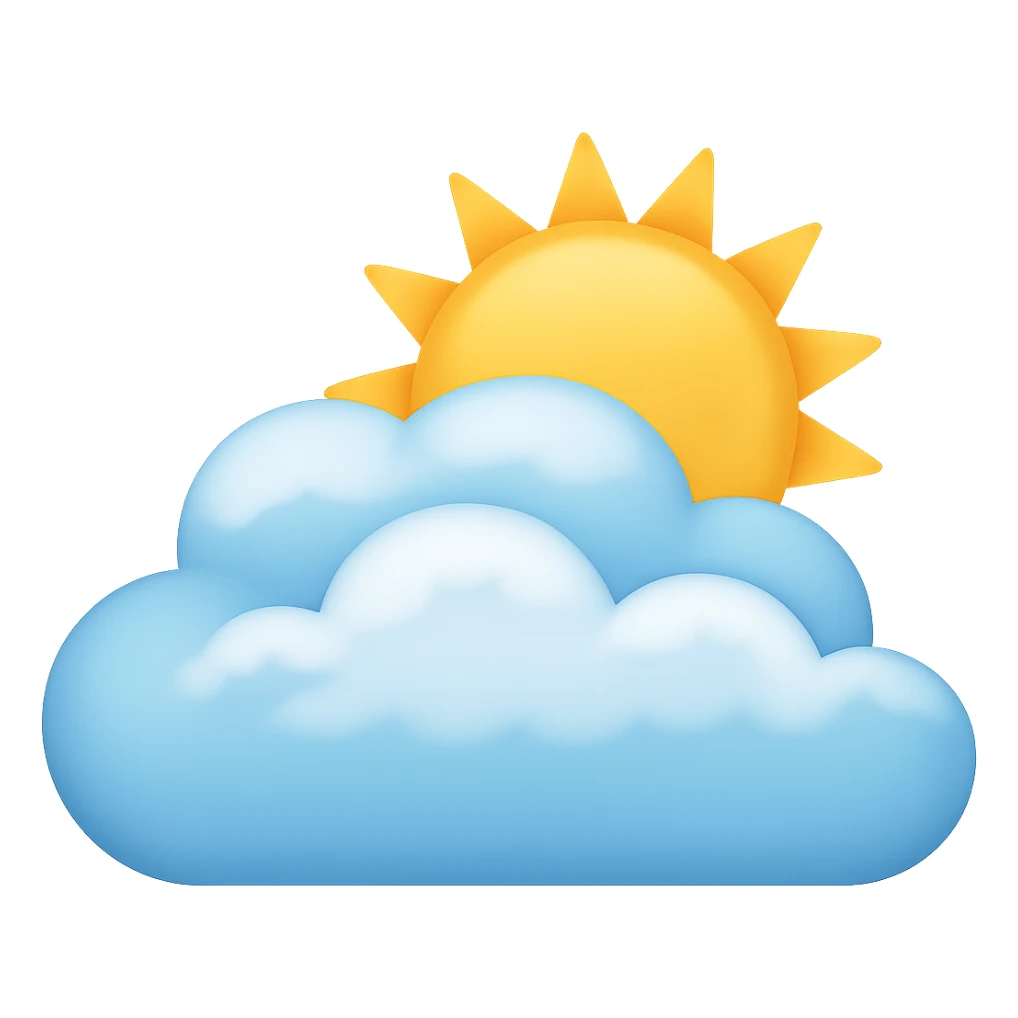 Remove the face from the sun but keep partly cloudy with sun. The style is emoji style with no background. sticker
